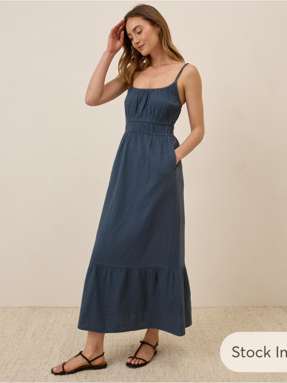 Pact Coastal Double Gauze Cami Maxi Dress